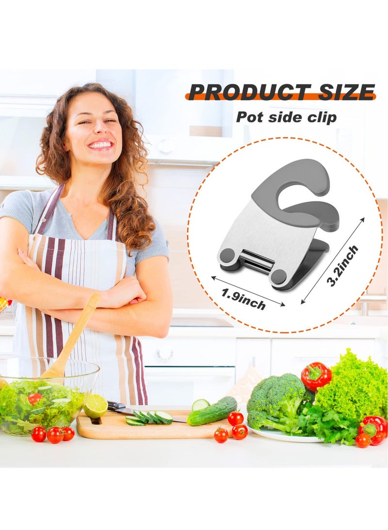 Excefore مشابك ملعقة من الفولاذ المقاوم للصدأ لحمل الأواني ملحقات أدوات المطبخ إبقاء أسطح العمل نظيفة مجموعة من 4 باللون الأسود والرمادي 6.49 x 3.93 بوصة - Image 5