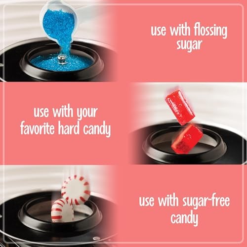 Nostalgia Cotton Candy Machine - Retro Cotton Candy Machine for Kids with 2 Reusable Cones, 1 Sugar Scoop, and 1 Extractor Head – Red - Image 4
