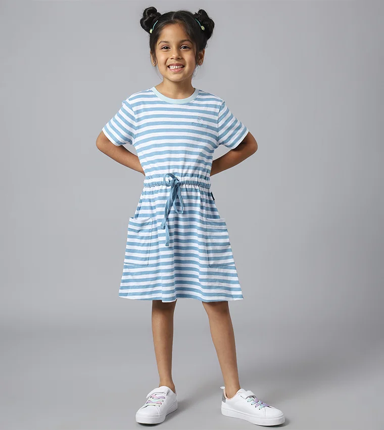 BEVERLY HILLS POLO CLUB Striped Short Sleeves Dress