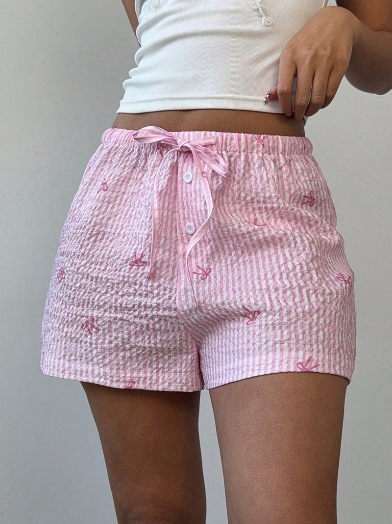 شورتات وردية 2025 عطلة صيفية شاطئية بنطلونات بوليستر واسعة الساق للنساء - Image 2