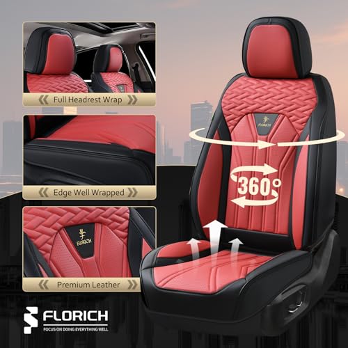 FLORICH Seat Covers for Cars Waterproof Automotive Seat Covers Leather Car Seat Covers 2 Pack Universal Front Seat Cushion Protector for Most Cars Trucks SUVBlackBurgundy - Image 5