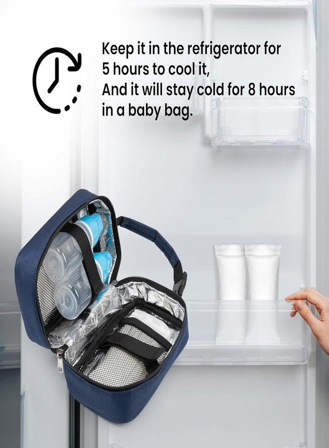 CRAFKEN Breastmilk Cooler Storage Bag, 100% Insulated Bag with 2 Ice Gel Pack with Cooler Fits 2 Bottles (125 Ml), Waterproof Breastmilk Warmer Bag for Travel, Work, Picnic (Sapphire Blue) - Image 4