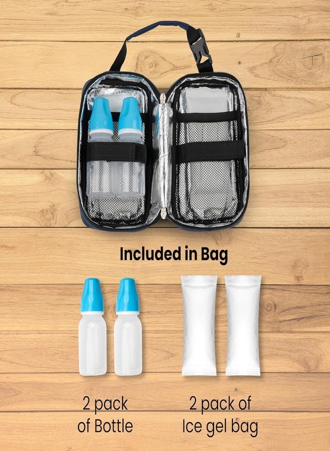 CRAFKEN Breastmilk Cooler Storage Bag, 100% Insulated Bag with 2 Ice Gel Pack with Cooler Fits 2 Bottles (125 Ml), Waterproof Breastmilk Warmer Bag for Travel, Work, Picnic (Sapphire Blue) - Image 5