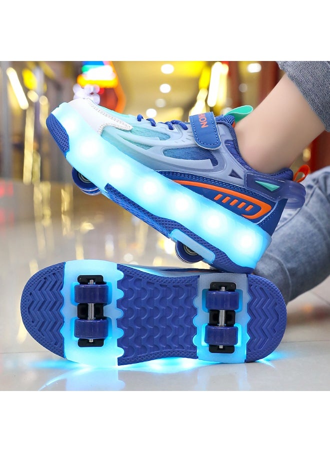 NIBEMINENT Kids Roller Skates Shoes 4 Wheels Roller Shoes Boys Girls Wheel Shoes Roller Sneakers Shoes for Beginner More Balanced  - Image 1