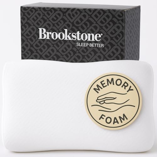 Brookstone Memory Foam Pillow Supportive Pillows Adapt to Bodys Curves for Optimal Comfort Pressure Relief for Side Back Stomach Sleepers Removable Washable Cover - Image 1