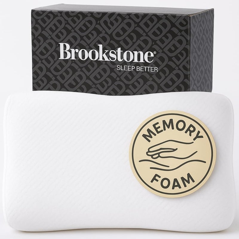 Brookstone Memory Foam Pillow Supportive Pillows Adapt to Bodys Curves for Optimal Comfort Pressure Relief for Side Back Stomach Sleepers Removable Washable Cover - Image 2