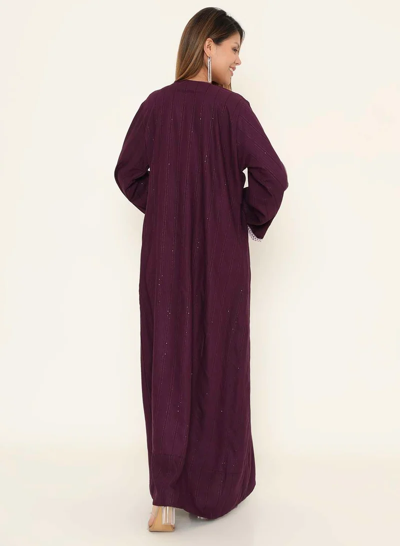 هانا آند سارا جلابية عربية عصرية - فستان ماكسي بنفسجي مزخرف