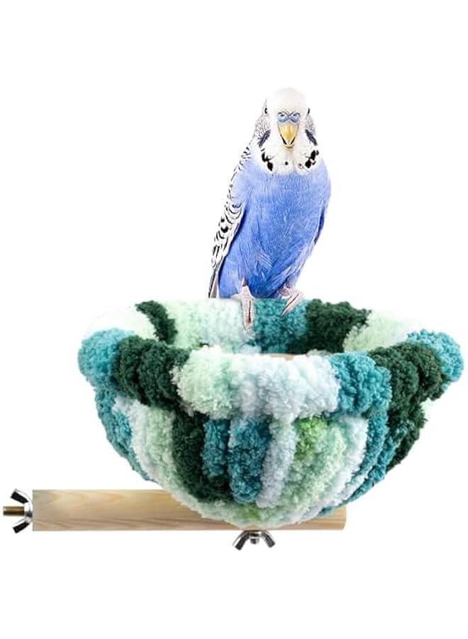 Generic Plush Winter Bird Nest Hammock Bed, Cozy Parrot Hut, Snuggle Perch Toy for Small Birds and Hamsters (Blue)  - Image 1