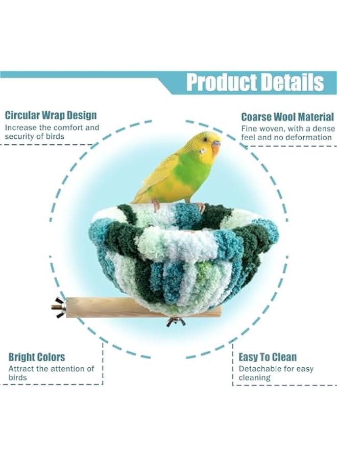 Generic Plush Winter Bird Nest Hammock Bed, Cozy Parrot Hut, Snuggle Perch Toy for Small Birds and Hamsters (Blue)  - Image 3