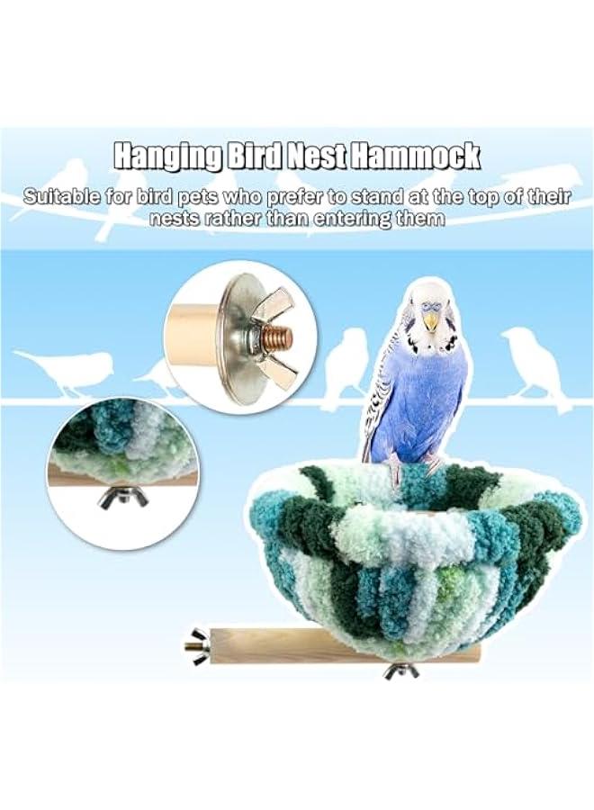Generic Plush Winter Bird Nest Hammock Bed, Cozy Parrot Hut, Snuggle Perch Toy for Small Birds and Hamsters (Blue)  - Image 4