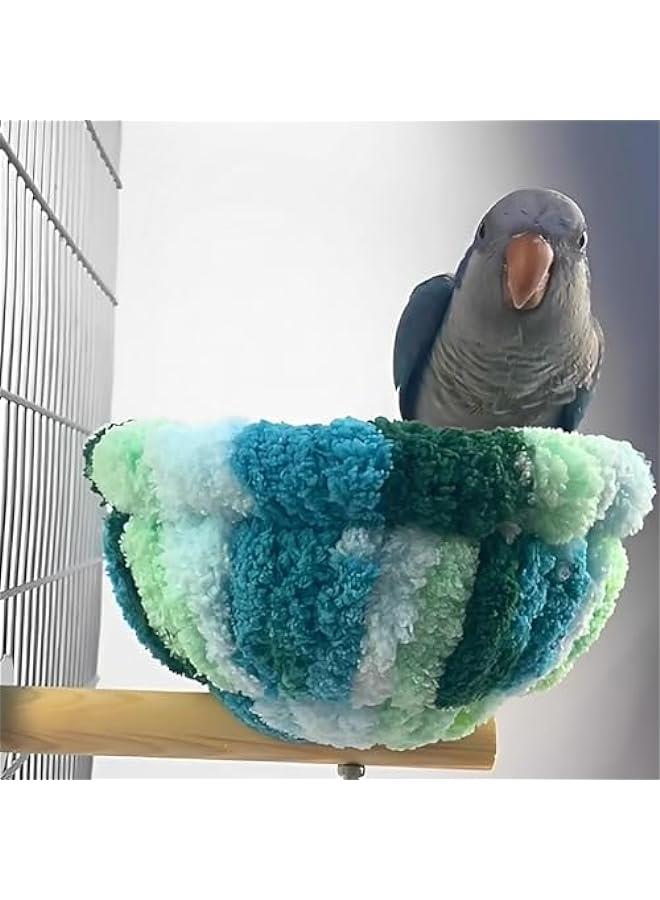 Generic Plush Winter Bird Nest Hammock Bed, Cozy Parrot Hut, Snuggle Perch Toy for Small Birds and Hamsters (Blue)  - Image 5