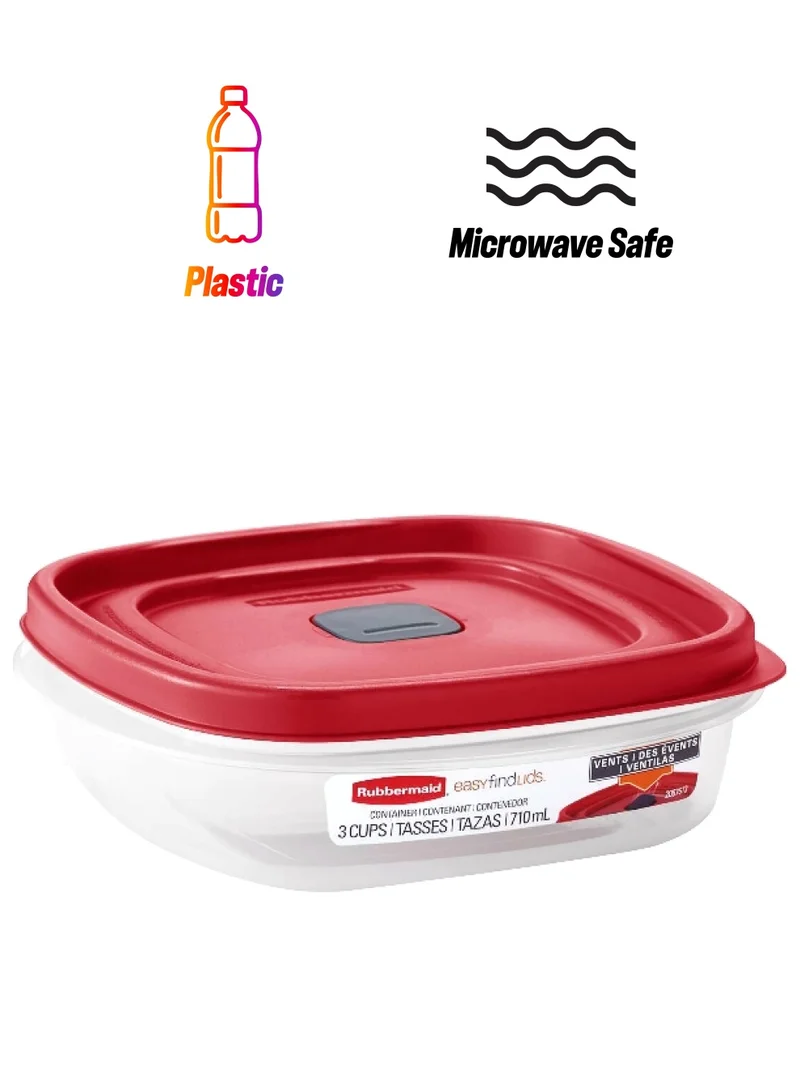 Rubbermaid Dishwasher and Microwave Safe Food Storage Container Clear and Red 710 ml 6137699