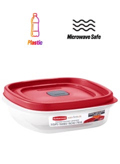 Rubbermaid Dishwasher and Microwave Safe Food Storage Container Clear and Red 710 ml 6137699  - Image 1