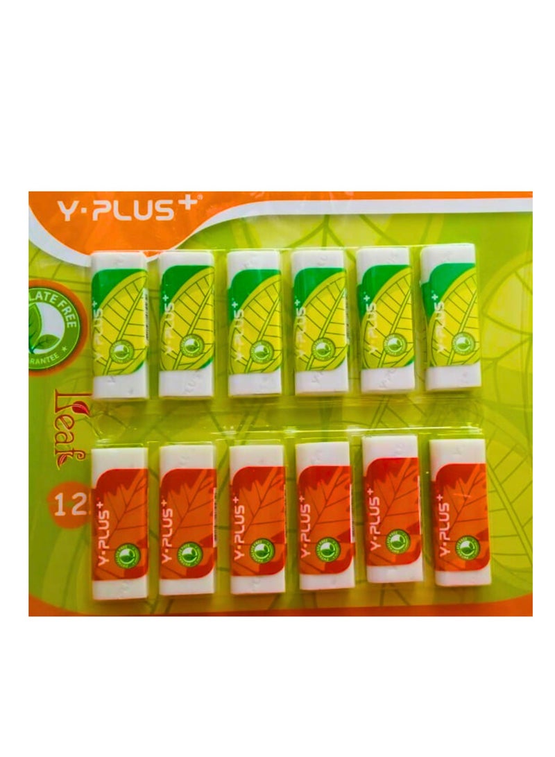 YPlus Eraser Leaf Pack of 12 Pieces - Image 1