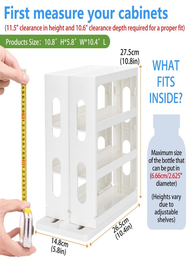 Dutiplus Spice Rack Organizer 3 tier Seasoning Holder, Pull and Rotated Storage Cabinet for Kitchen Bathroom Countertop 10.8”H x 5.8”W x 10.4”D (White) - Image 2