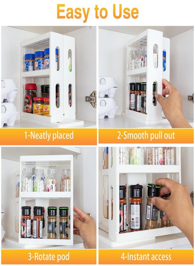 Dutiplus Spice Rack Organizer 3 tier Seasoning Holder, Pull and Rotated Storage Cabinet for Kitchen Bathroom Countertop 10.8”H x 5.8”W x 10.4”D (White) - Image 3