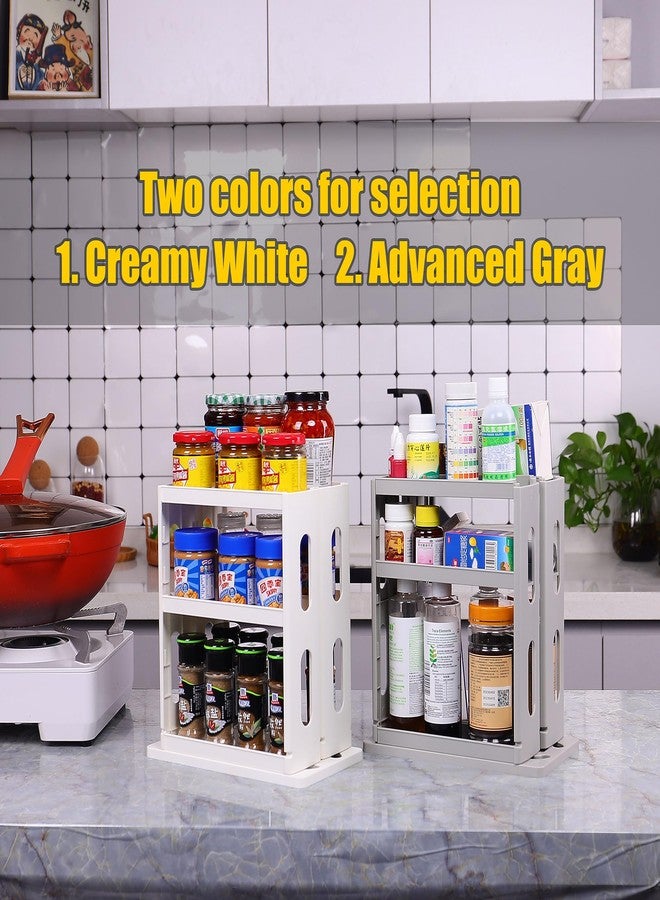 Dutiplus Spice Rack Organizer 3 tier Seasoning Holder, Pull and Rotated Storage Cabinet for Kitchen Bathroom Countertop 10.8”H x 5.8”W x 10.4”D (White) - Image 5