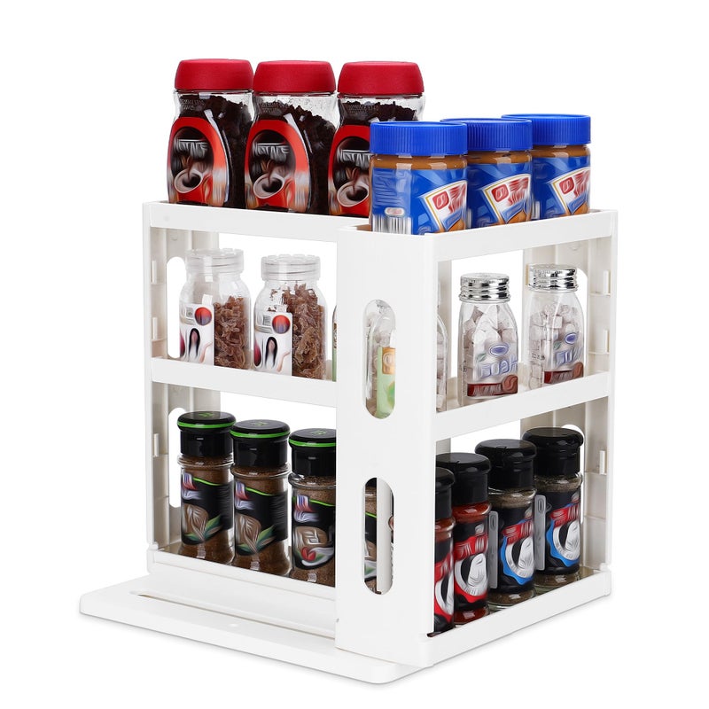 Dutiplus Spice Rack Organizer 3 tier Seasoning Holder, Pull and Rotated Storage Cabinet for Kitchen Bathroom Countertop 10.8”H x 5.8”W x 10.4”D (White) - Image 1