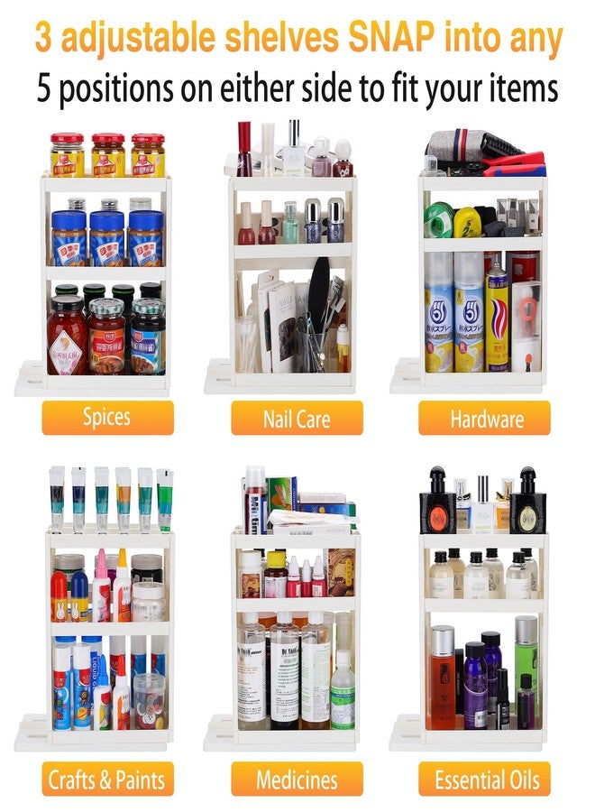 Dutiplus Spice Rack Organizer 3 tier Seasoning Holder, Pull and Rotated Storage Cabinet for Kitchen Bathroom Countertop 10.8”H x 5.8”W x 10.4”D (White) - Image 4