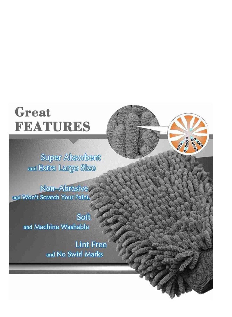Y&D Car Wash Mitt, Scratch Free Chenille Microfiber Double Sided Washing Mitts, Dual Cleaning Gloves for Dirt Bugs, Sponge Cloths Cars, Home, Furniture, Trucks, Boats 2Pack  - Image 4