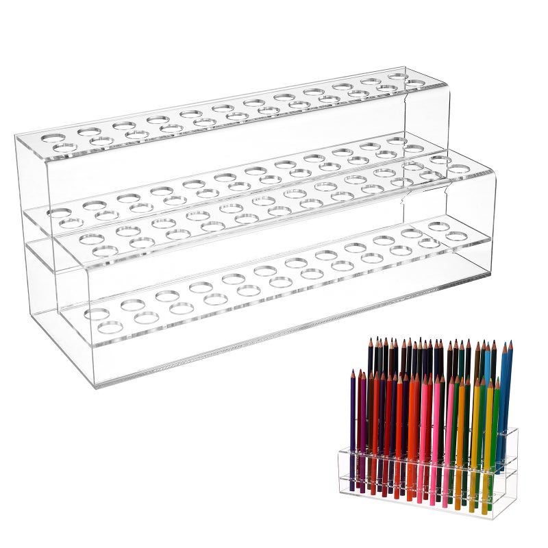 2pcs Pen Showing Stand Pencil Organizer Pen Crayon Storage Shelf Clear Brush Stand - Image 4