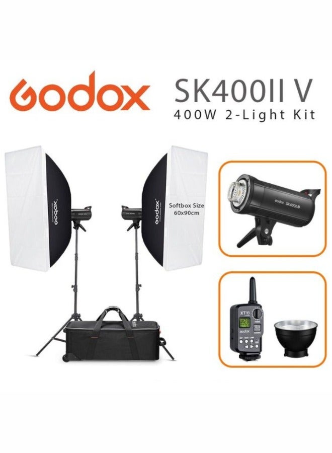 جودوكس مجموعة إضاءة استوديو جودوكس SK400II برأسين فلاش – تشمل سوفت بوكس، حوامل إضاءة، جهاز تحكم لاسلكي، ومُشغّل عن بُعد للتصوير الفوتوغرافي الاحترافي - Image 1