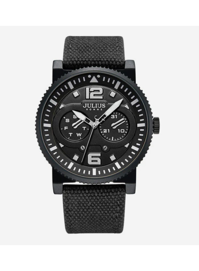 جوليوس ساعة جوليوس هوم JAH-115 الرجالية الأنيقة بحزام قماشي أسود