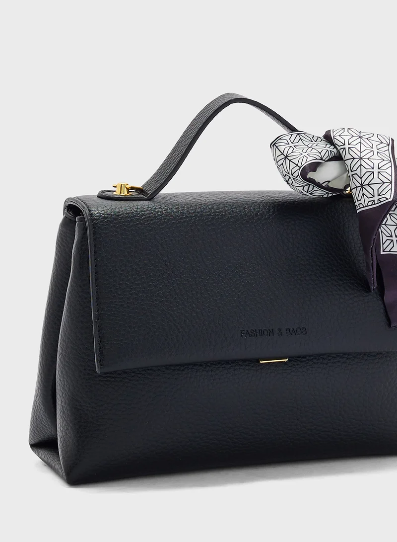 ELLA Satchel Bag With Scarf Detail