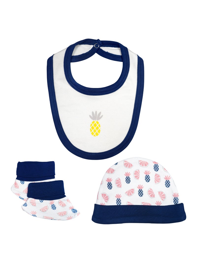 Babies Basic 5 piece Unisex 100% Cotton Sets include Bib, Romper, Mittens, Cap and Sleepsuit/Jumpsuit - Image 4
