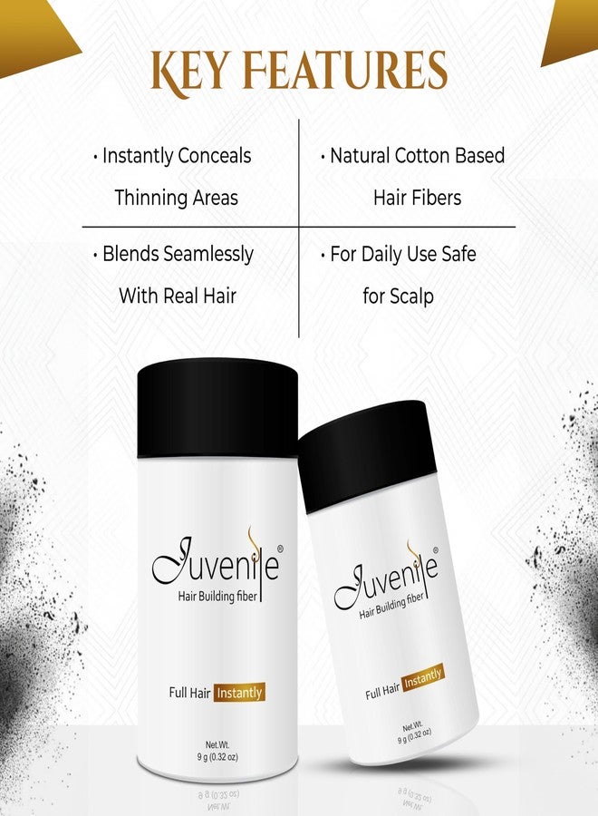 جوفينايل مُكثّف شعر الشباب يُخفي المناطق الظاهرة، ألياف شعر سوداء، ألياف بناء الشعر لإخفاء الشعر للرجال والنساء، غير قابلة للكشف تمامًا، 9 غرام (أسود) - Image 3
