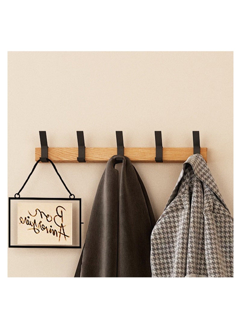 Captaintech Coat Hook Rail Wall Mounted Coat Rack-5 Double Hook, 15 Inch Aluminum, Metal for Coat Hat Towel Robes, Wooden Wall Hooks for Hanging Coat Hooks Hat Rack Towel Hooks Coat Hanger(Black 1PCS) - Image 2