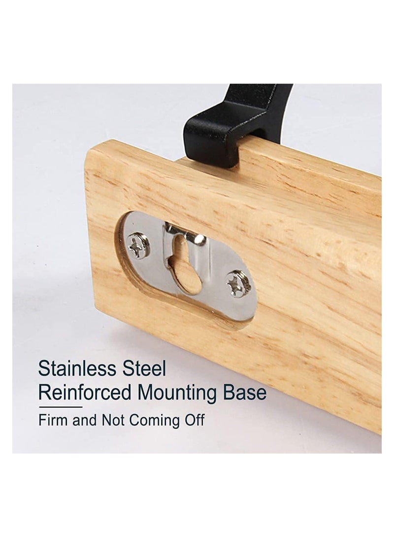 Captaintech Coat Hook Rail Wall Mounted Coat Rack-5 Double Hook, 15 Inch Aluminum, Metal for Coat Hat Towel Robes, Wooden Wall Hooks for Hanging Coat Hooks Hat Rack Towel Hooks Coat Hanger(Black 1PCS) - Image 5