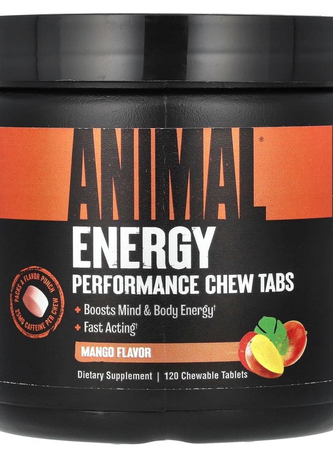 ANIMAL Energy Performance Chew Tabs Mango 120 Chewable Tablets 
