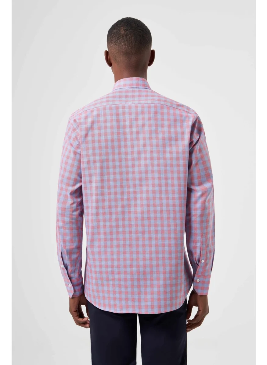 Bisse Men's Regular Fit Pasha Collar Plaid Shirt RED GM23K232024_D24