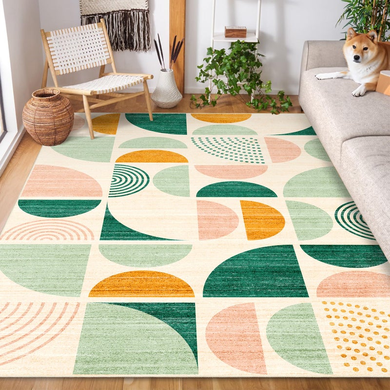 MUJOO Green Rug Boho Washable,5x7 Area Rugs for Living Room Bedroom,Large Throw Floor Carpet Non Slip Soft Modern Abstract Sage Green - Image 3
