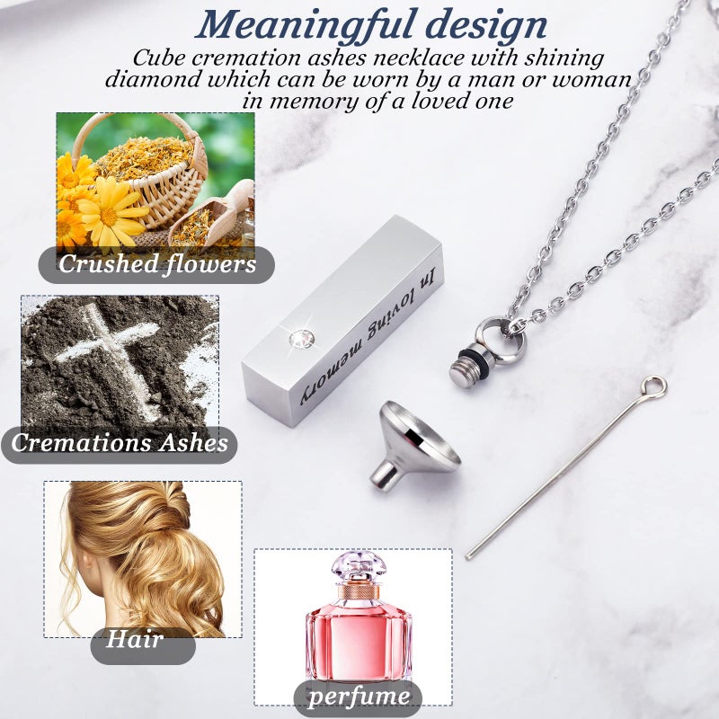 Mtlee Urn Necklace for Ashes for Men and Women Cremation Jewelry for Ashes Stainless Steel Small Keepsake Pendant for Human Ashes (Black, Sliver, 12 Pieces) - Image 3