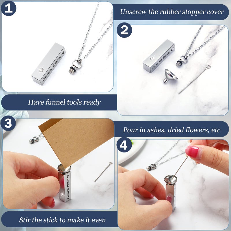 Mtlee Urn Necklace for Ashes for Men and Women Cremation Jewelry for Ashes Stainless Steel Small Keepsake Pendant for Human Ashes (Black, Sliver, 12 Pieces) - Image 4