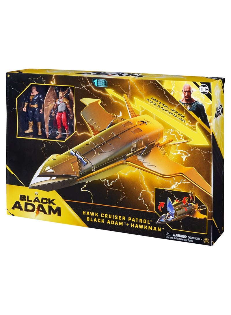 DC Comics, Hawk Cruiser Patrol, Includes Black Adam and Hawkman Action Figures, Over 16-inch Wide, First Edition, Super Hero Kids Toys For Boys and Girls Aged 4 and Up - Image 1