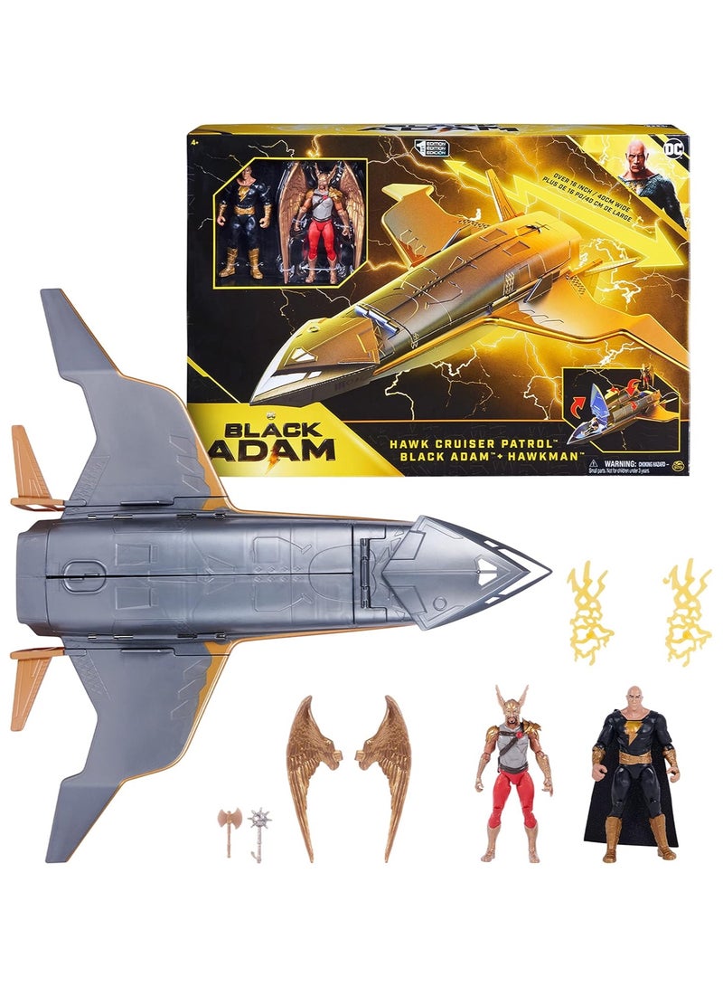 DC Comics, Hawk Cruiser Patrol, Includes Black Adam and Hawkman Action Figures, Over 16-inch Wide, First Edition, Super Hero Kids Toys For Boys and Girls Aged 4 and Up - Image 2