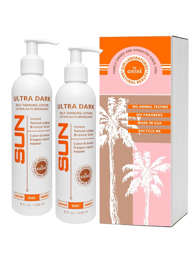 Sun Laboratories by Giesee Sun Laboratories By Giesee Ultra Dark Self Tanning Lotion 8 oz Two Pack - Self Tanning Lotion, Self Tanner, Tanning Lotion - Sunless Tanner, Instant Tanning Lotion, Travel Size 