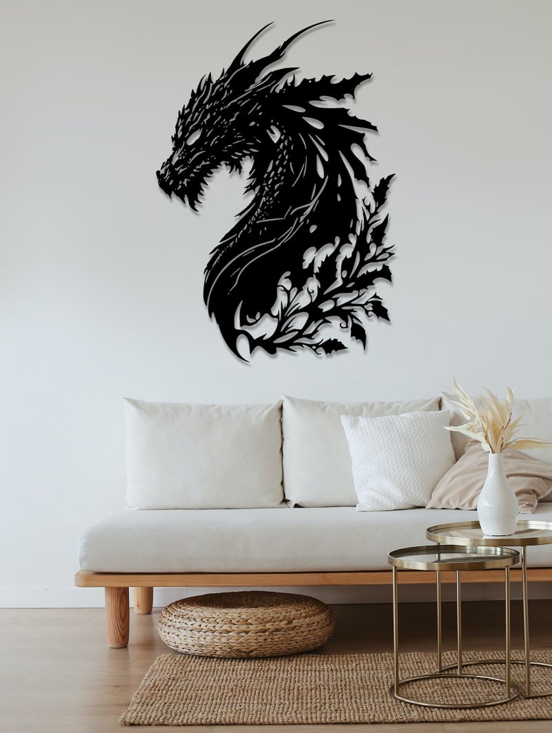 Benziso Dragon Metal Wall Art Medieval Decor Fantasy Decorations for Living Room Bedroom Office Man Cave Decor for Men Dragon Lover's Gifts (14.2 In X 11.4 In Blackï¼‰ - Image 3