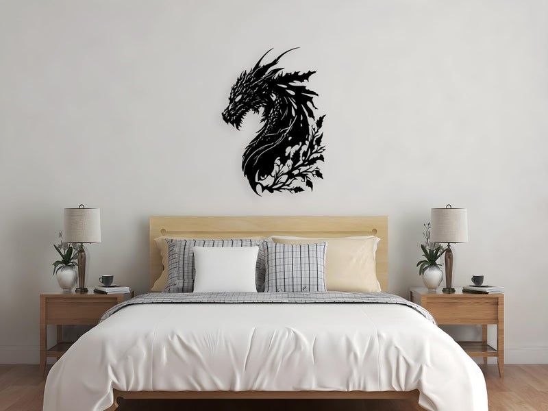 Benziso Dragon Metal Wall Art Medieval Decor Fantasy Decorations for Living Room Bedroom Office Man Cave Decor for Men Dragon Lover's Gifts (14.2 In X 11.4 In Blackï¼‰ - Image 4