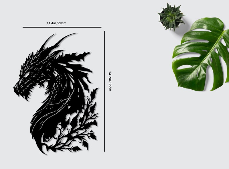 Benziso Dragon Metal Wall Art Medieval Decor Fantasy Decorations for Living Room Bedroom Office Man Cave Decor for Men Dragon Lover's Gifts (14.2 In X 11.4 In Blackï¼‰ - Image 2