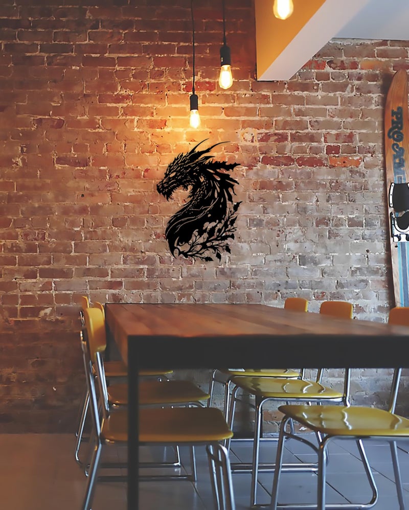 Benziso Dragon Metal Wall Art Medieval Decor Fantasy Decorations for Living Room Bedroom Office Man Cave Decor for Men Dragon Lover's Gifts (14.2 In X 11.4 In Blackï¼‰ - Image 5