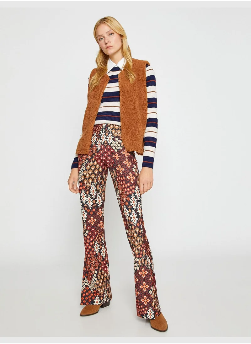 KOTON Patterned Flare Trousers