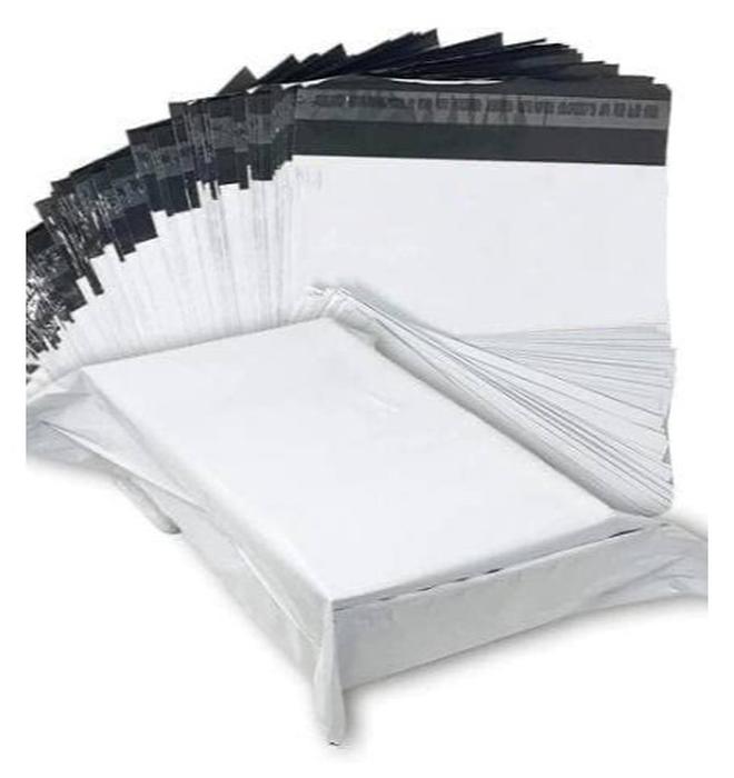 MARKQ حقيبة بريد من البوليستر الأبيض، أكياس شحن ذاتية اللصق مقاس 60 × 80 سم، 100 مغلف لتغليف الملابس البريدية والطرود البريدية - Image 1