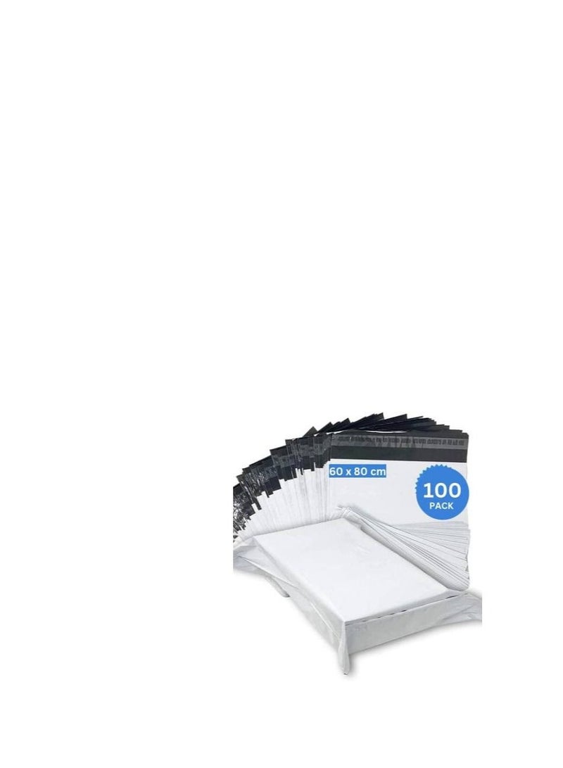 MARKQ White Poly Mailers Bag, 60 x 80 cm Adhesive Self-seal Shipping Bags, 100 Pack Envelopes for Packaging Delivery Posting Parcel Postals Clothes - Image 2