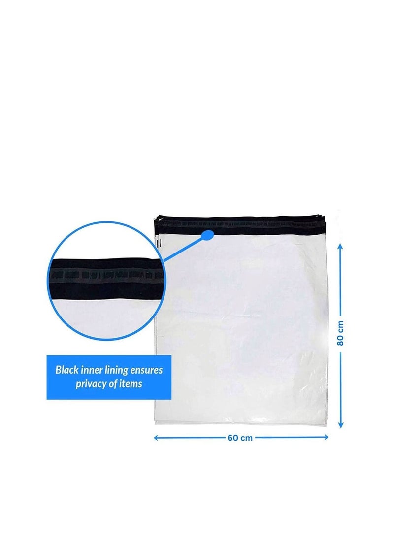 MARKQ White Poly Mailers Bag, 60 x 80 cm Adhesive Self-seal Shipping Bags, 100 Pack Envelopes for Packaging Delivery Posting Parcel Postals Clothes - Image 3