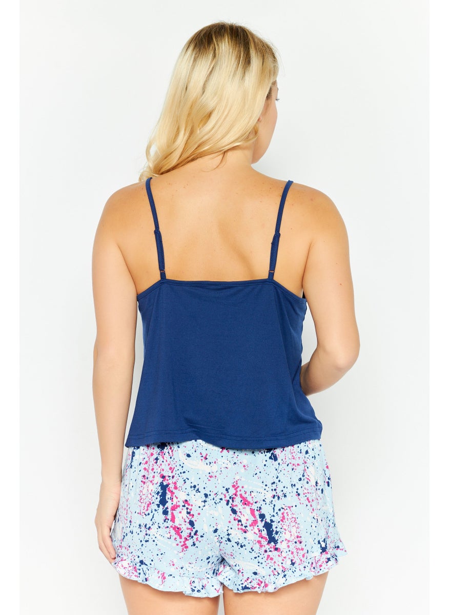 French Affair Women 2 Pieces Graphic Print Pajama Set, Blue Combo  - Image 3