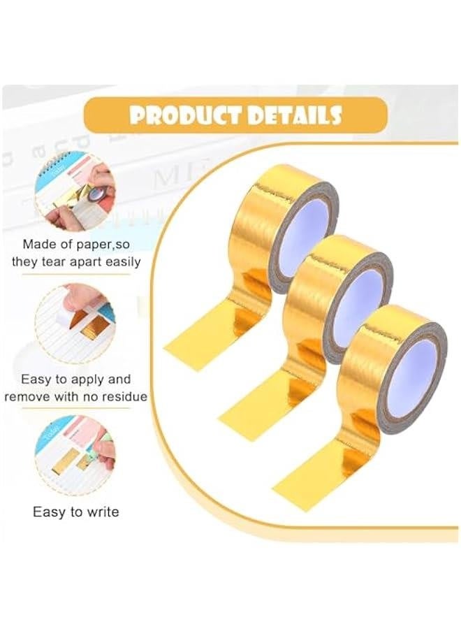 Generic 3 Roll Gold Washi Tape, Self Adhesive Gold Foil Washi Tape Masking Tape Craft Metallic Washi Tape for Scrapbooking DIY Craft Shiny Decorative Wall Decor 0.59inch x 16.4FT  - Image 2